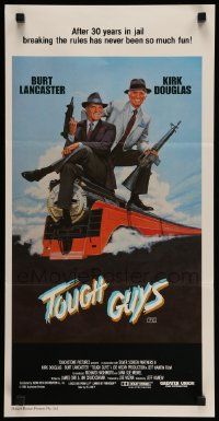 7r498 TOUGH GUYS Aust daybill '86 artwork of partners in crime Burt Lancaster & Kirk Douglas!
