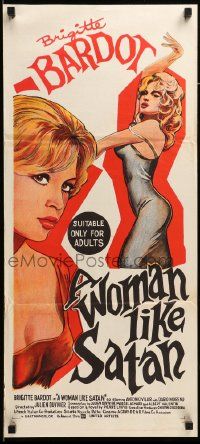 7r510 WOMAN LIKE SATAN Aust daybill '59 La Femme et le Pantin, art of sexiest Brigitte Bardot!