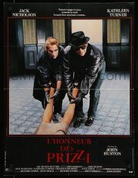 7r166 PRIZZI'S HONOR French 24x32 '85 different image of Jack Nicholson & Kathleen Turner w/ body!