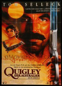 7r529 QUIGLEY DOWN UNDER German 33x47 '91 completely different art of Tom Selleck & San Giacomo!