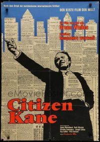 7r620 CITIZEN KANE German '62 Orson Welles classic, rare first release, cool newspaper background!