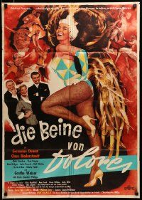 7r654 DIE BEINE VON DOLORES German '57 great full-length art of sexy showgirl by Litter!