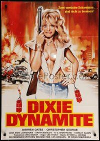 7r659 DIXIE DYNAMITE German '84 completely different artwork of sexy dynamite girl with gun!