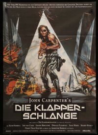 7r678 ESCAPE FROM NEW YORK German '81 John Carpenter, cool artwork of Kurt Russell by Chase!