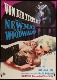 7r701 FROM THE TERRACE German '60 artwork of Paul Newman & sexy Joanne Woodward!