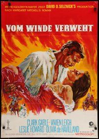 7r716 GONE WITH THE WIND German R70s art of Gable carrying Vivien Leigh over Atlanta burning!