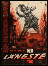 7r809 LONGEST DAY German '62 Zanuck's World War II D-Day movie, cool artwork!
