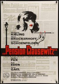 7r860 PENSION CLAUSEWITZ German '67 Wolfgang Kieling, cool art of Maria Brockerhoff on newspaper!