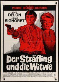 7r985 WIDOW COUDERC German '72 cool completely different red art of Alain Delon and Signoret!