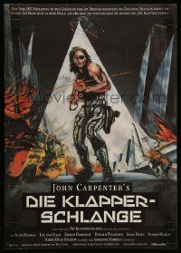 7r545 ESCAPE FROM NEW YORK German 12x17 '81 Carpenter, art of Kurt Russell as Snake by Chase!