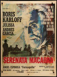 7r172 HOUSE OF EVIL Mexican poster '68 wonderful huge headshot artwork of Boris Karloff