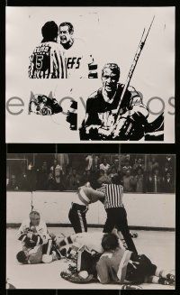7r046 SLAP SHOT 5 Swiss 8x10 stills '77 Paul Newman, different art & ice hockey fights!