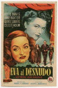 7s693 ALL ABOUT EVE Spanish herald '52 different art of Bette Davis & Anne Baxter, classic!