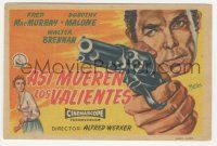 7s699 AT GUNPOINT Spanish herald '58 different Postigo art of cowboy Fred MacMurray pointing gun!
