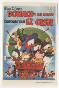7s744 DONALD DUCK GOES WEST Spanish herald '66 Disney, great western cowboy cartoon image!
