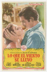 7s781 GONE WITH THE WIND Spanish herald R53 different romantic c/u of Clark Gable & Vivien Leigh!