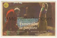 7s803 HUNCHBACK OF NOTRE DAME Spanish herald '44 Charles Laughton, Maureen O'Hara, different!