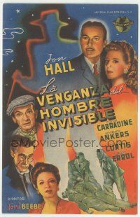 7s812 INVISIBLE MAN'S REVENGE Spanish herald '44 Jon Hall, H.G. Wells, different art of top cast!