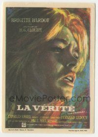 7s823 LA VERITE Spanish herald '70 Mac Gomez art of Brigitte Bardot, Henri-Georges Clouzot!