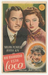 7s834 LOVE CRAZY Spanish herald '46 William Powell in drag as old lady & with Myrna Loy!