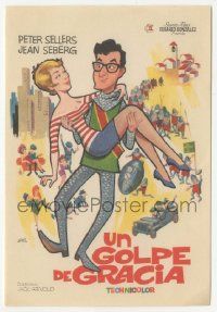 7s850 MOUSE THAT ROARED Spanish herald '69 Jano cartoon art of Peter Sellers carrying Jean Seberg!
