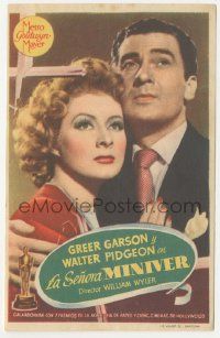 7s852 MRS. MINIVER Spanish herald '46 different close up of Greer Garson & Walter Pidgeon!