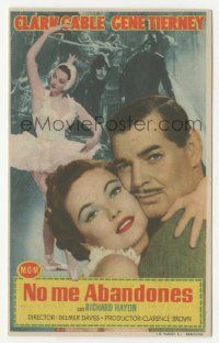 7s854 NEVER LET ME GO Spanish herald '53 c/u of sexy Gene Tierney with Clark Gable & as ballerina!