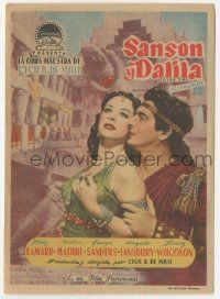 7s905 SAMSON & DELILAH Spanish herald '52 Hedy Lamarr & Victor Mature, Cecil B. DeMille, different