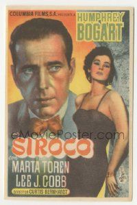 7s923 SIROCCO Spanish herald '52 different image of Humphrey Bogart & sexy Marta Toren!!