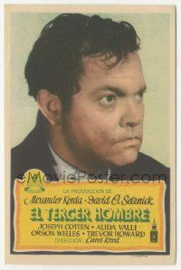 7s952 THIRD MAN Spanish herald '50 different close up of Orson Welles, classic film noir!