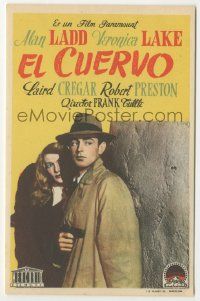 7s953 THIS GUN FOR HIRE Spanish herald '40s great image of Alan Ladd with gun & sexy Veronica Lake!