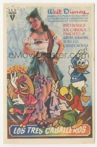 7s956 THREE CABALLEROS Spanish herald '47 art of Donald Duck, Joe Carioca, Panchito & sexy girl!
