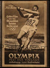 7s176 OLYMPIAD Film Kurier German program '38 Leni Riefenstahl's 1936 Berlin Olympics documentary!