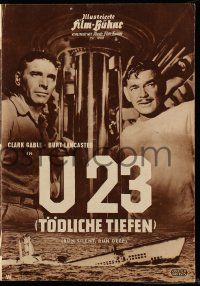 7s561 RUN SILENT, RUN DEEP German program '58 Clark Gable & Burt Lancaster in submarine, different!