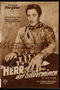7s584 SILVER RIVER German program '51 different images of gambler Errol Flynn & sexy Ann Sheridan!