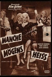 7s599 SOME LIKE IT HOT 4pg German program '59 Marilyn Monroe, Curtis & Lemmon, different images!