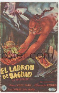 7s948 THIEF OF BAGDAD Spanish herald '45 Conrad Veidt, June Duprez, Rex Ingram, Sabu, best art!