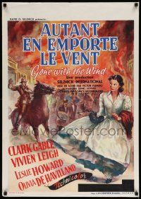 7t003 GONE WITH THE WIND Belgian R54 Clark Gable, Vivien Leigh, all-time classic, large 23x33 size