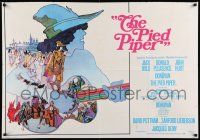 7t604 PIED PIPER British quad '72 directed by Jacques Demy, cool art of Donovan playing guitar!