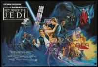 7t613 RETURN OF THE JEDI British quad '83 George Lucas classic, different art by Kirby, 27x40 size