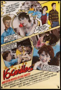 7t538 SIXTEEN CANDLES English 1sh '84 Molly Ringwald, Anthony Michael Hall, directed by Hughes!