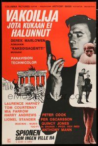 7t081 DANDY IN ASPIC Finnish '68 Laurence Harvey & Anthony Mann, Mia Farrow, spy thriller!