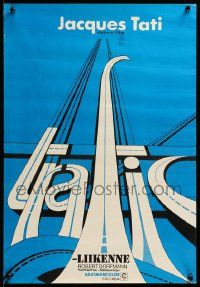 7t091 TRAFFIC Finnish '73 Jacques Tati as Mr. Hulot, cool highway art!