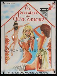 7t401 HOTEL OF FREE LOVE French 23x31 '78 La Pension du Libre Amour, sexy artwork by Loris!