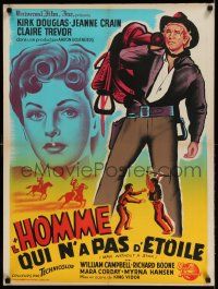 7t408 MAN WITHOUT A STAR French 24x32 R60s K. Wenzel art of cowboy Kirk Douglas in action!