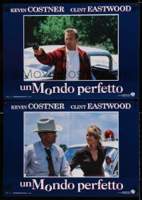 7t307 PERFECT WORLD set of 4 Italian 18x25 pbustas '93 Clint Eastwood, Kevin Costner & Laura Dern!