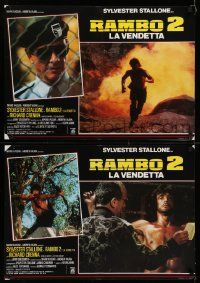 7t284 RAMBO FIRST BLOOD PART II set of 8 Italian 19x26 pbustas '85 images of Sylvester Stallone!