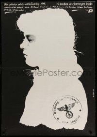 7t846 CUCKOO IN A DARK FOREST Polish 27x38 '86 Erol art of crying girl w/Nazi stamp!