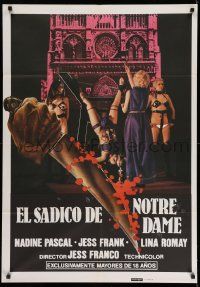7t154 SADIST OF NOTRE DAME Spanish '81 poster design uses hand & knife from Halloween poster!