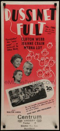 7t173 CHEAPER BY THE DOZEN Swedish stolpe '51 Clifton Webb, Crain, completely different art!